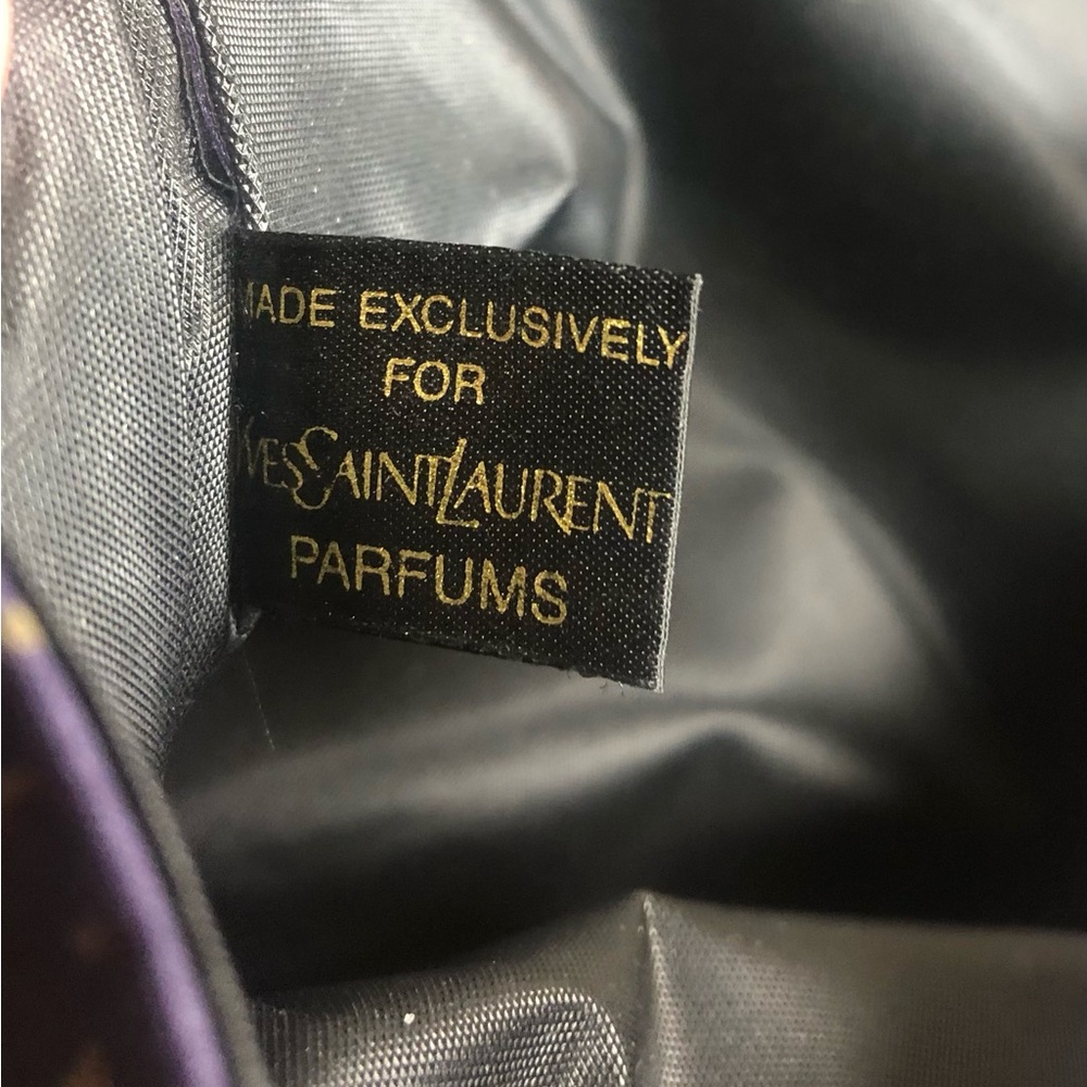 Yves Saint Laurent Purple and Gold Script Parfum Cosmetics Pouch - Picture 10 of 10